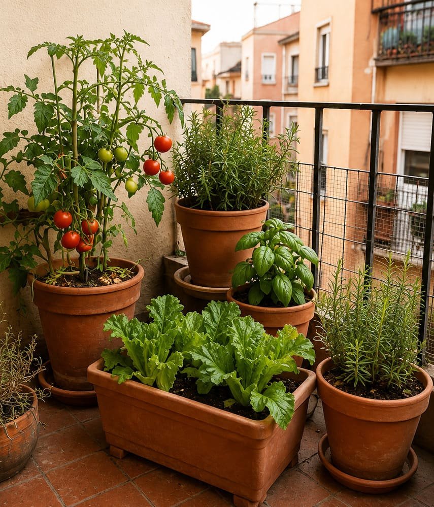 macetas de plantas comestibles huerto de bolsillo
